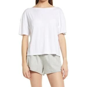 OPEN EDIT NEW $25 V-Back Cotton Blend T-Shirt in White XXS